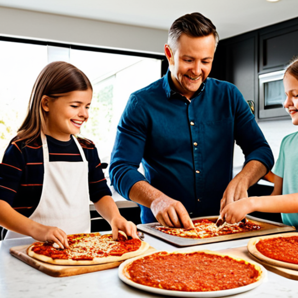 예방 중심 헬스케어의 커뮤니티 참여 - **Family Cooking Together:** "A family of four cooking pizza together in a bright, modern kitchen. T...