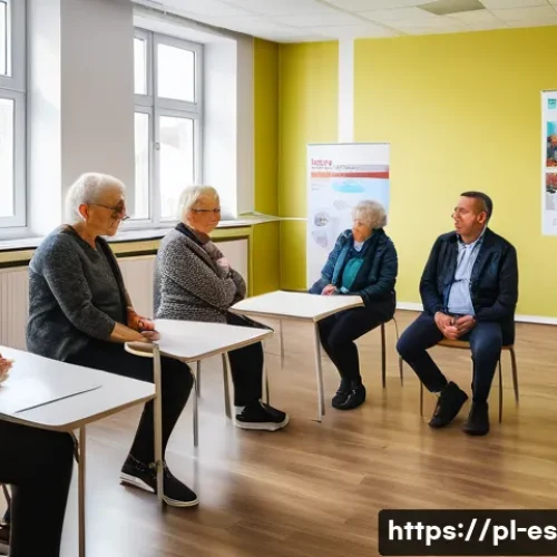 Home 33 예방 중심 헬스케어의 정책 제안 - A community health workshop in a Polish regional setting, featuring a diverse group of adults and se...