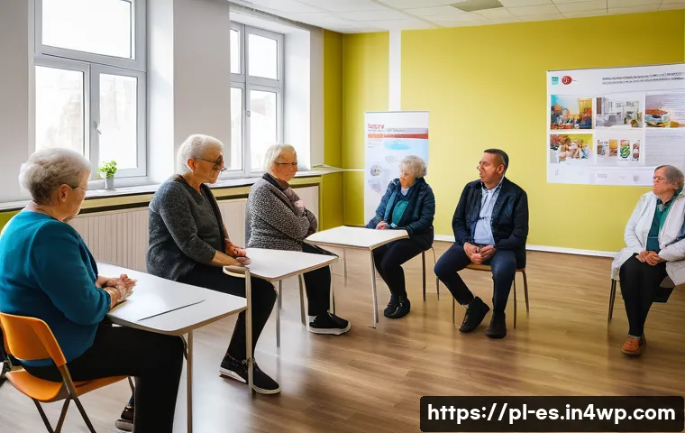 예방 중심 헬스케어의 정책 제안 - A community health workshop in a Polish regional setting, featuring a diverse group of adults and se...