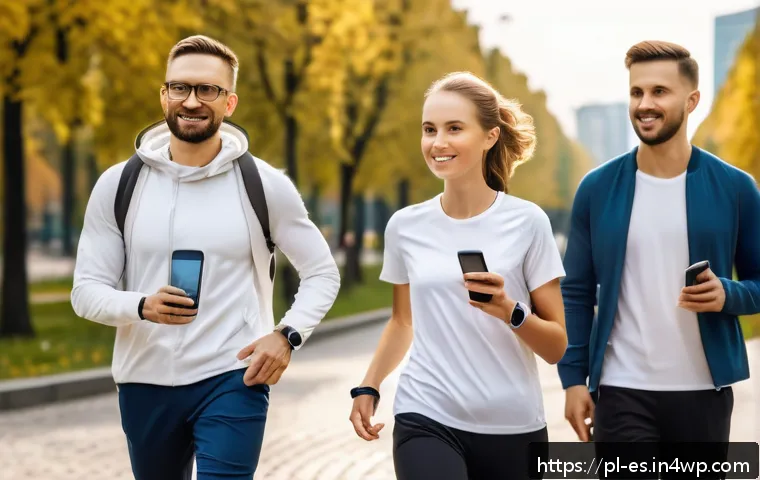 예방 중심 헬스케어의 글로벌 동향 - A modern Polish urban scene showing diverse adults wearing smart health-monitoring wearables such as...